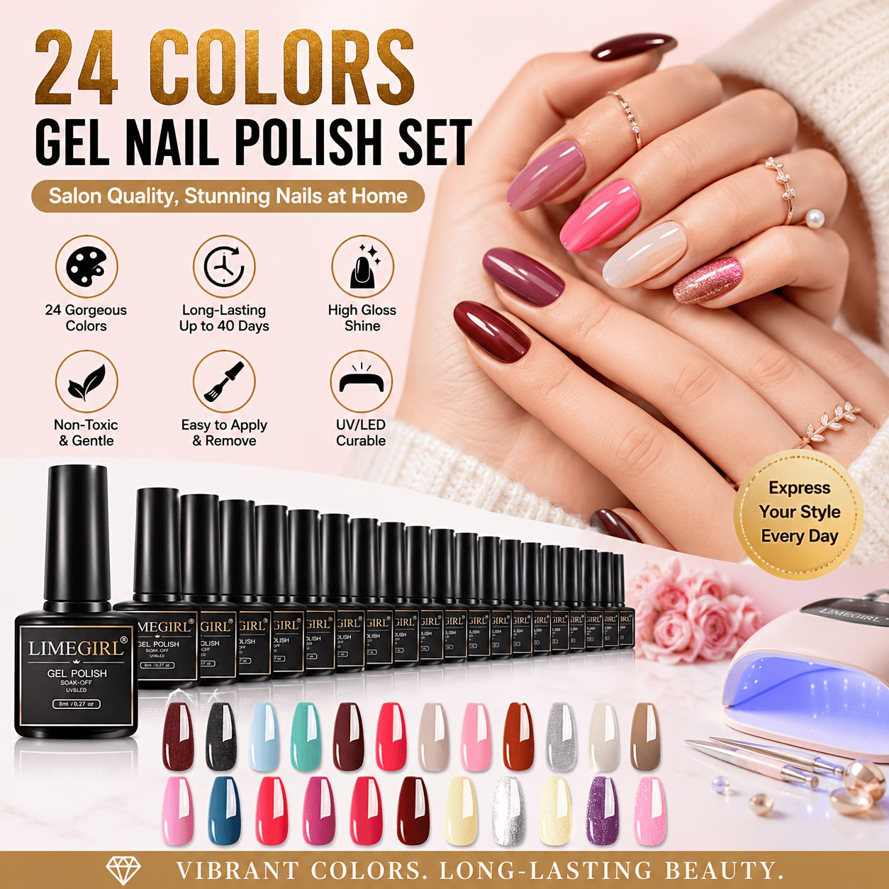 Gel Nail Polish Set | 24 Colors