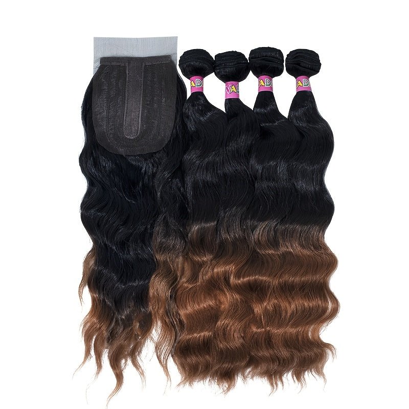 Natural Wave Ombre Blonde Hair Weave with Closure Synthetic Hair Extension