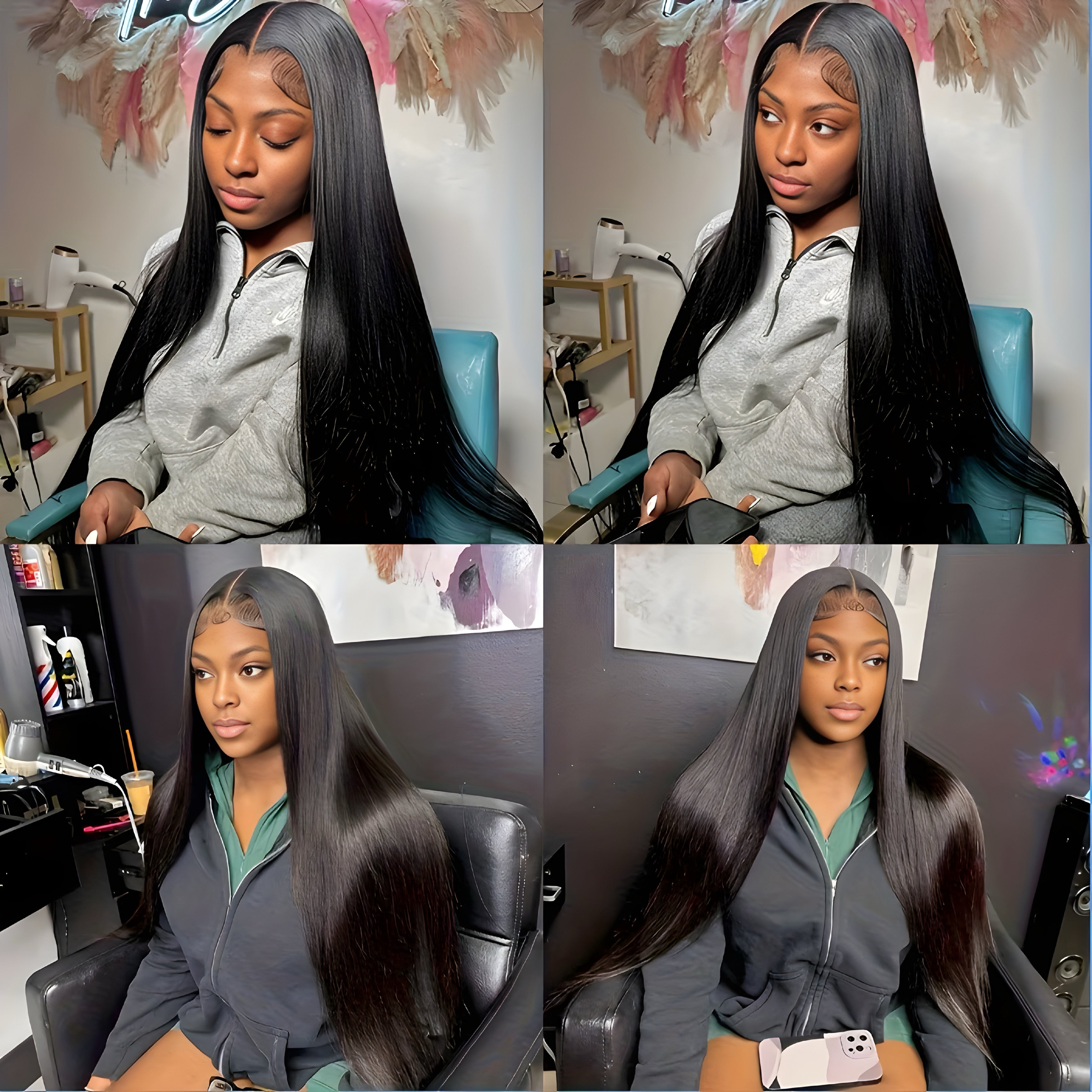 Synthetic Straight Black Hair