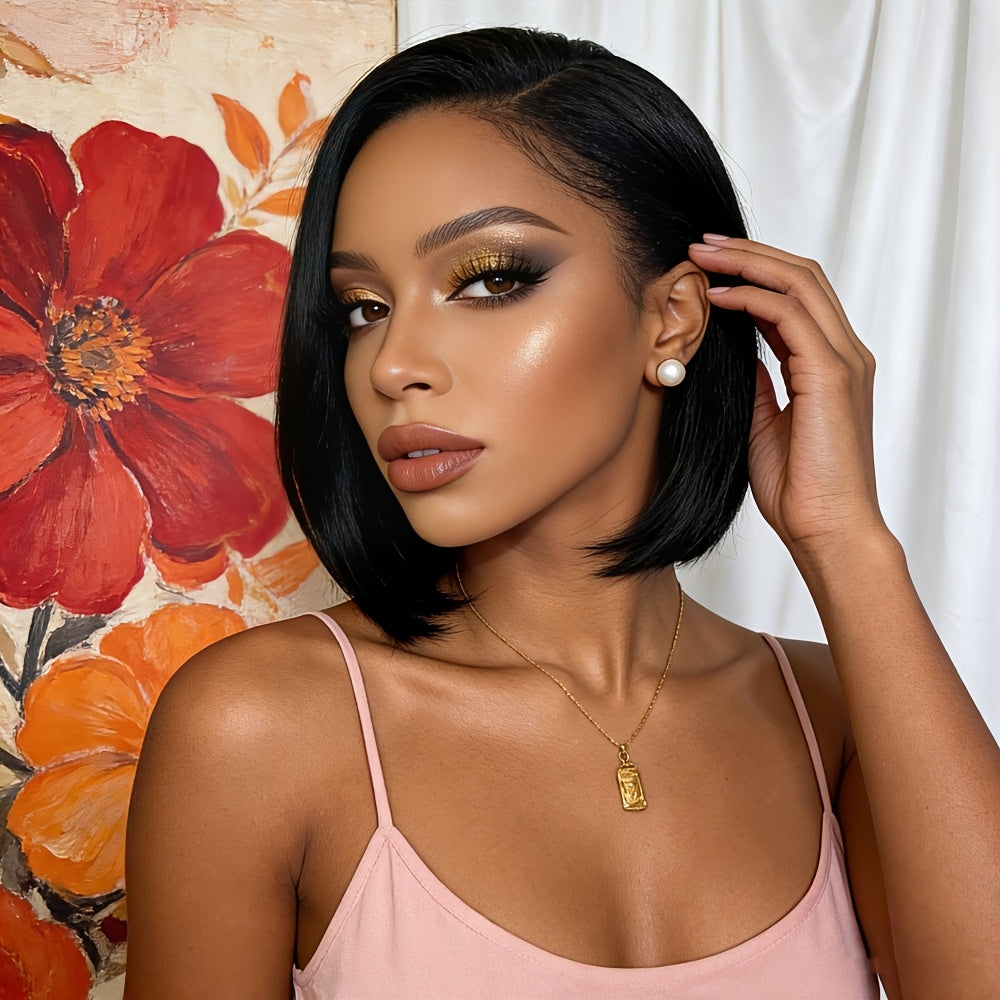 Short Bob Lace Front Wig Black Straight Hair Wig for Women