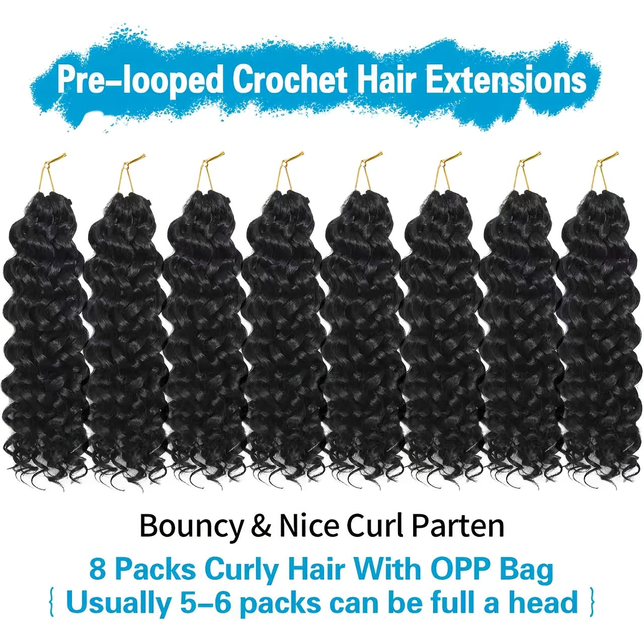 8 Pcs Women Beach Style Synthetic Crochet Hair Extension