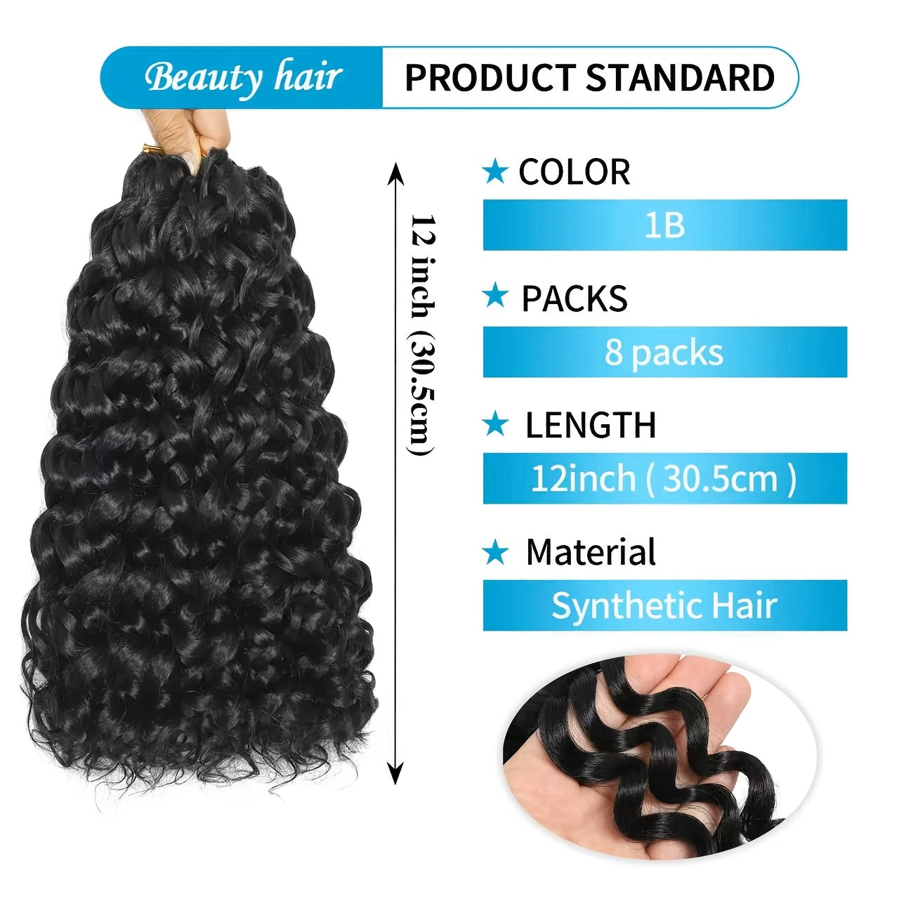 8 Pcs Women Beach Style Synthetic Crochet Hair Extension