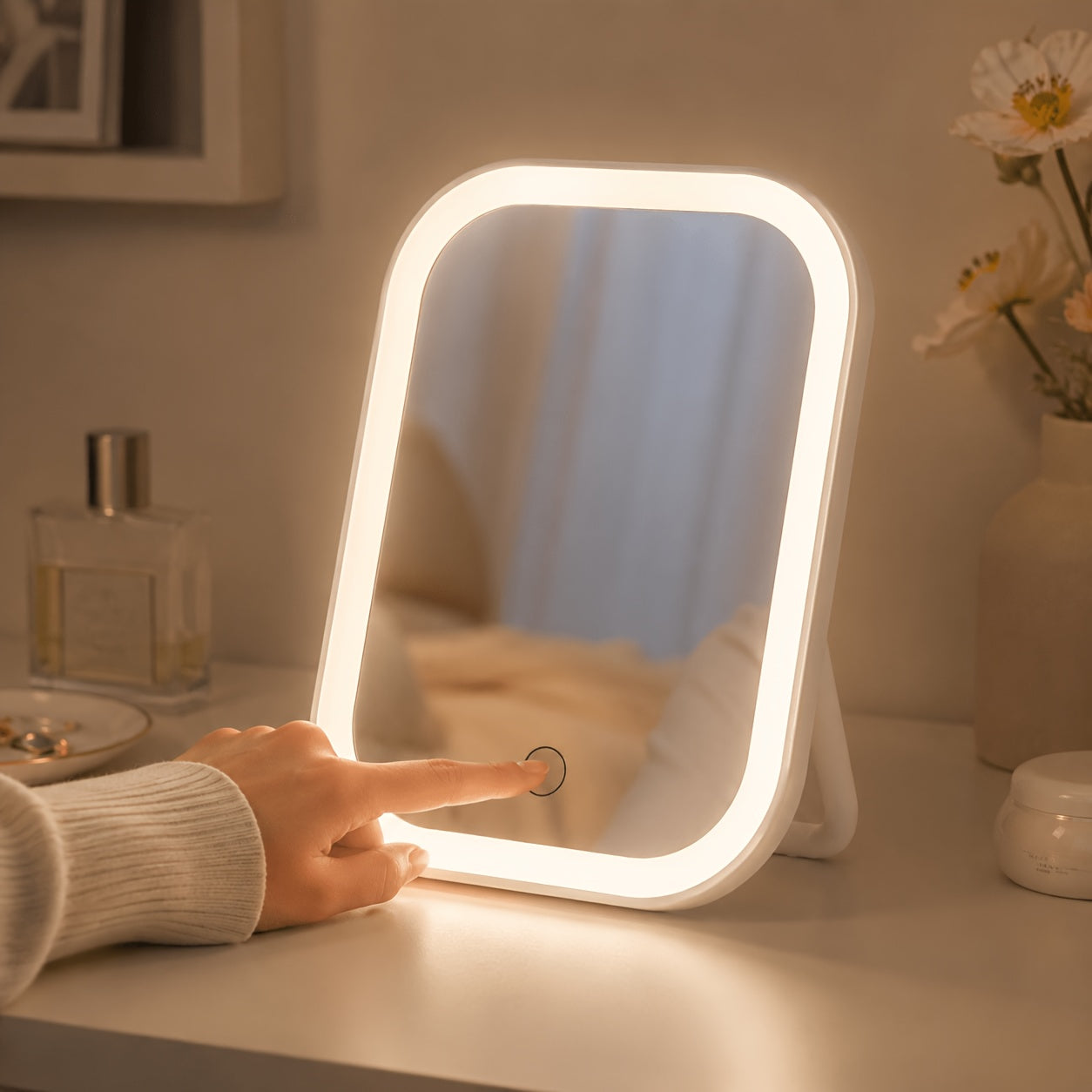 LED Makeup Mirror, Rechargeable Desktop Makeup Mirror