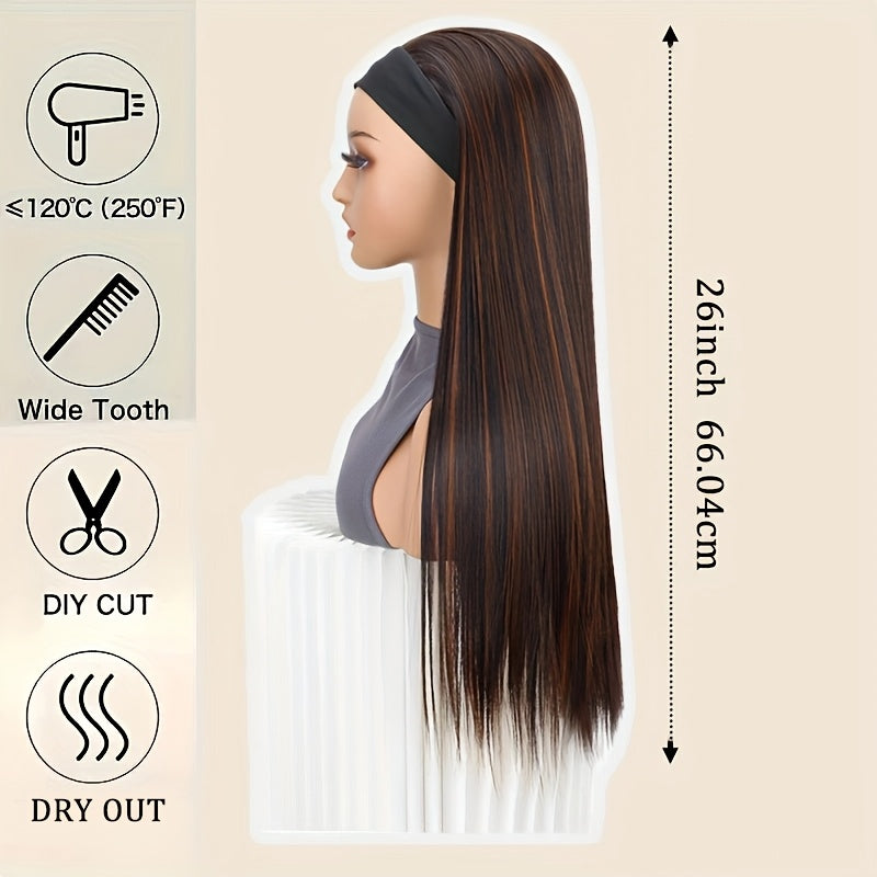 Synthetic Fiber Hair Long Straight Headband Wig