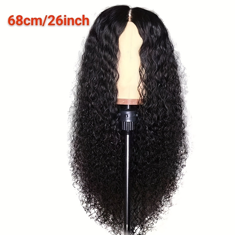 Middle-Parted Small Curl Water Wave Cornrow Long Curly Hair