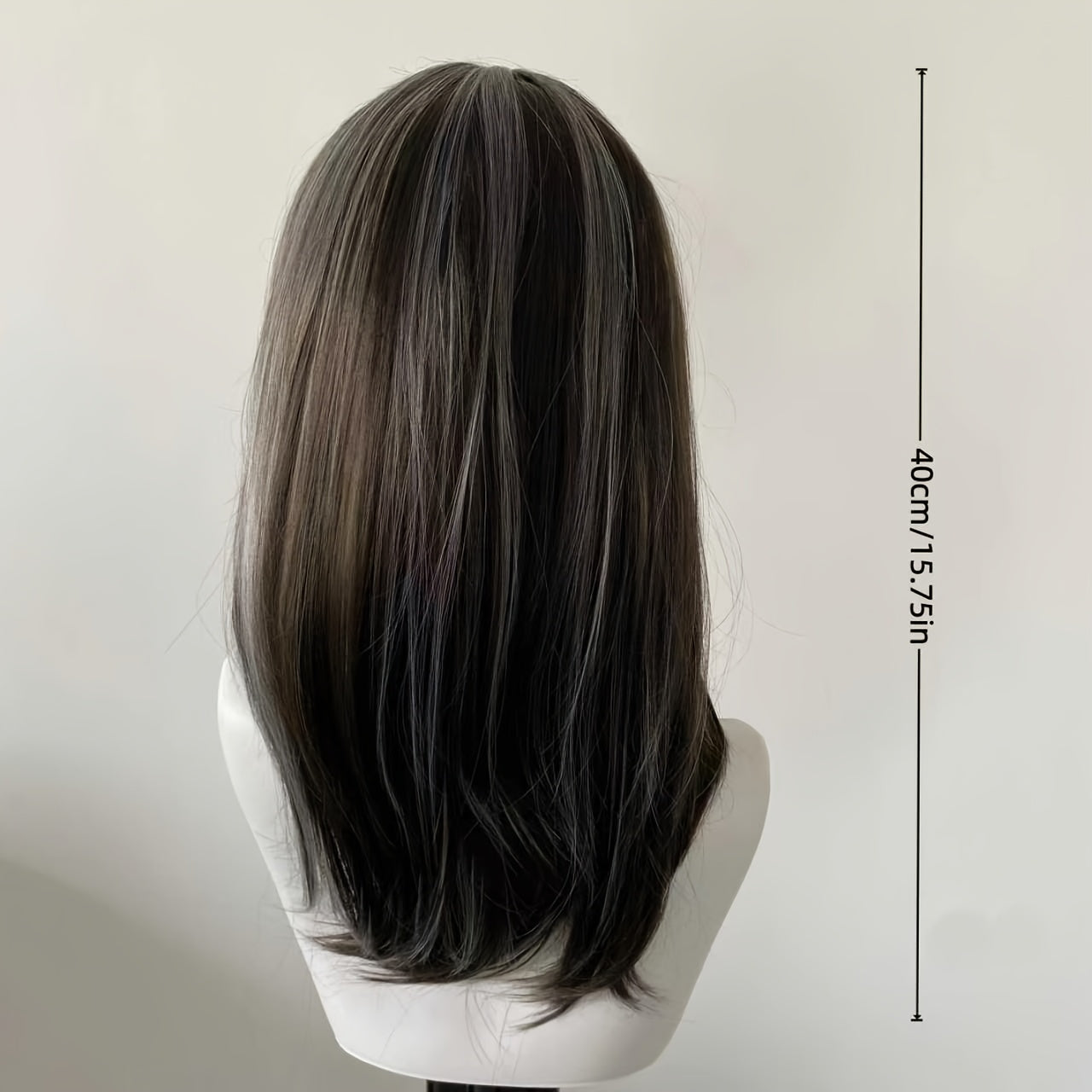 Silvery-brown Lightweight Straight Wig with Bangs
