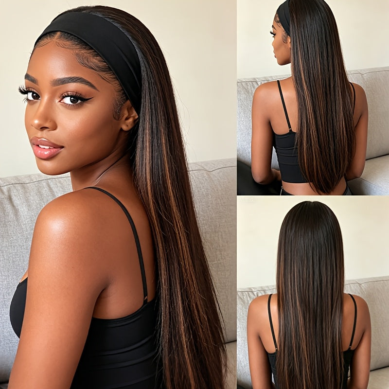 Synthetic Fiber Hair Long Straight Headband Wig